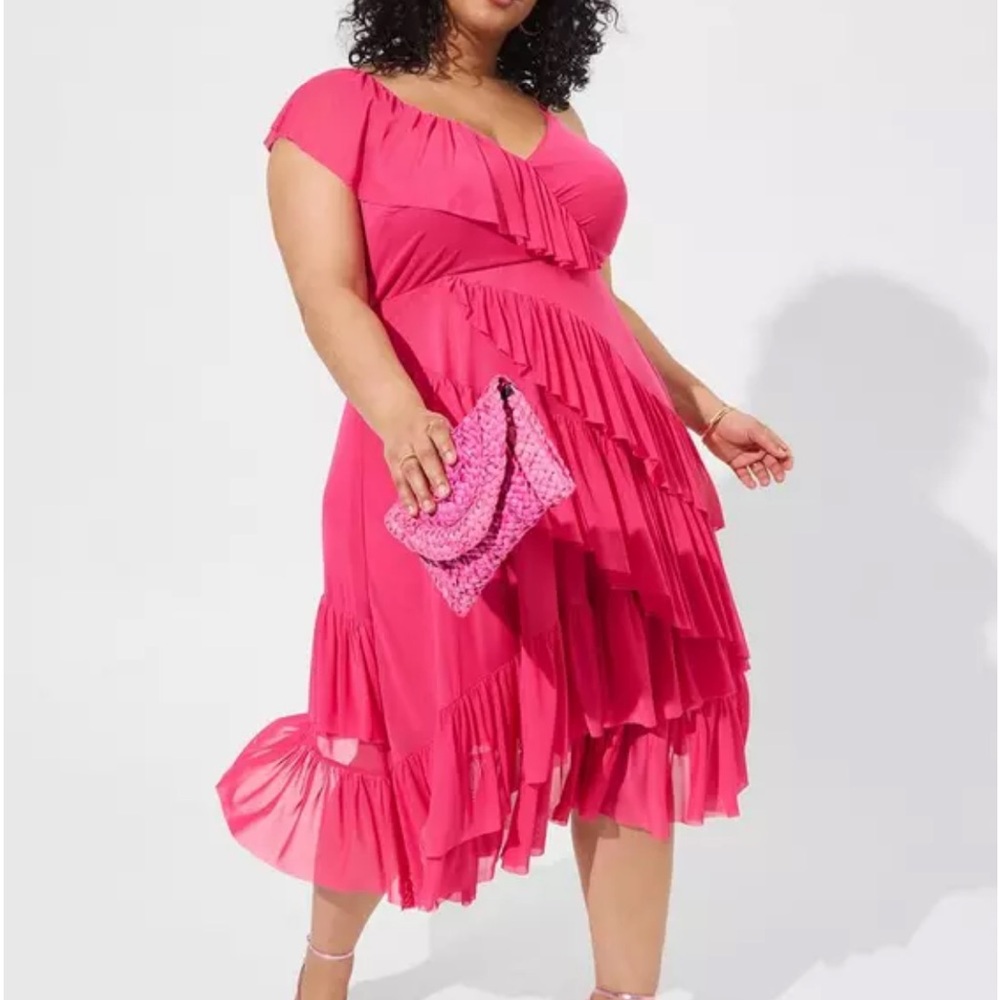 Torrid pink ruffle dress